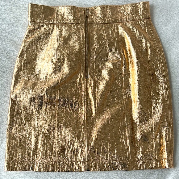 ZADIG & VOLTAIRE JULIPE FAUX WRAP GOLD CRINKLE LEATHER SKIRT SIZE 36/SMALL NWT - Picture 6 of 9